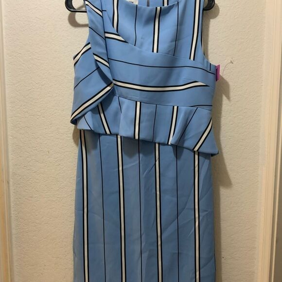 laltramoda dress blue stripe size 42 ruffle Italy - Picture 4 of 12